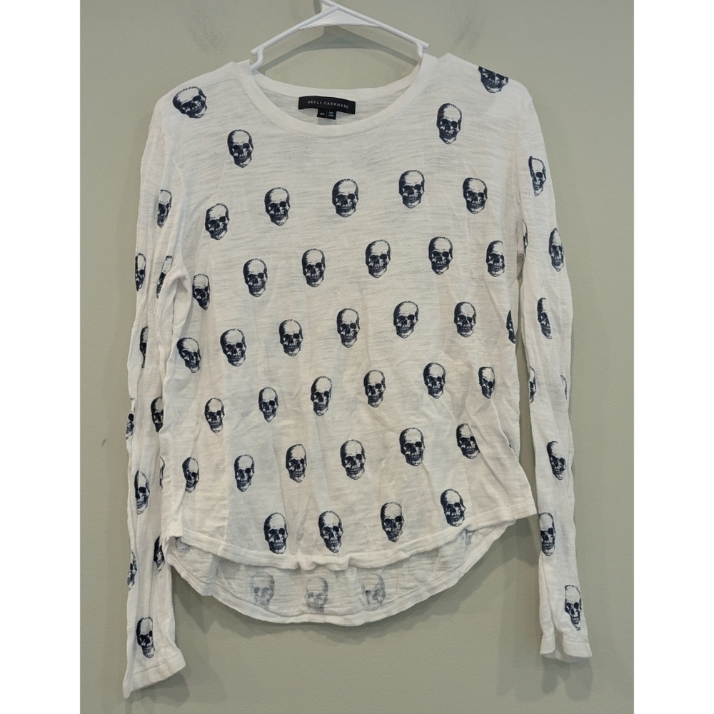 Skull Cashmere Kalissa Skull Print Lomg Sleeve Cotto. Tshirt Size XS